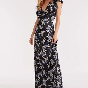 Veronica Beard Padma Maxi Dress Black Floral Silk 4